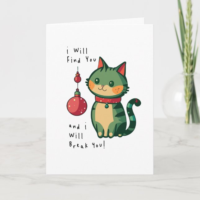 Naughty Christmas Cat Thank You Card (Front)
