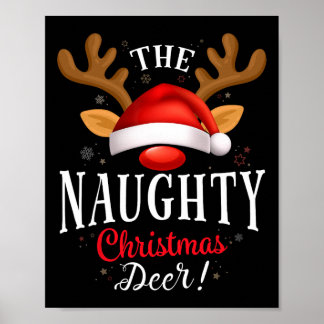 Naughty Christmas Deer Pjs Xmas Family Matching Poster