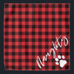 Naughty Christmas Dog Rustic Red Flannel Bandana<br><div class="desc">This bandanna features rustic red flannel and a handwritten script font with the "naughty" half of naughty and nice. It makes the perfect Christmas bandanna for your dog or cat.</div>