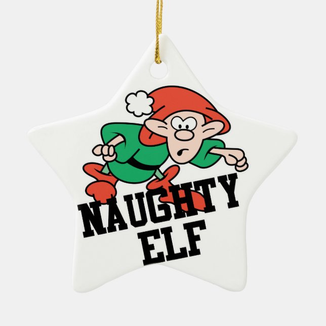 Naughty Christmas Elf Ceramic Tree Decoration (Front)
