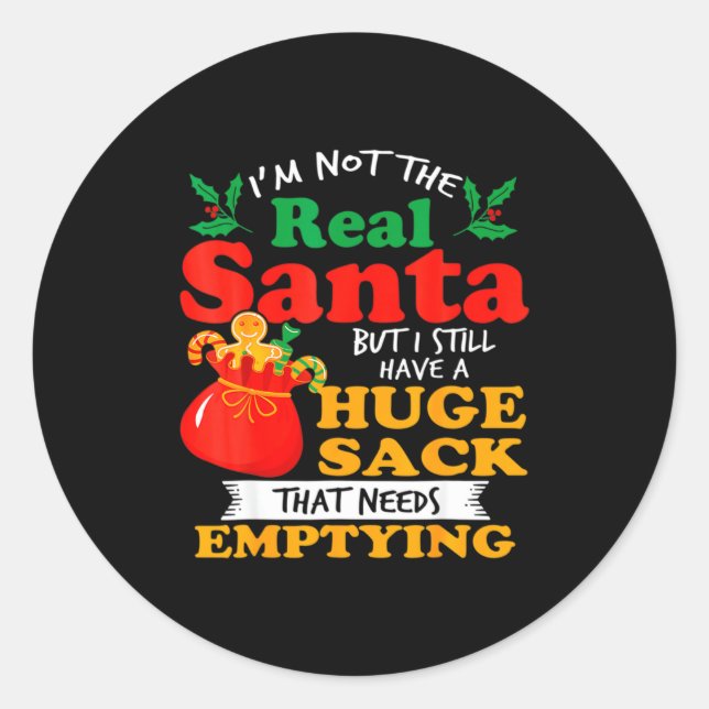 Naughty Christmas For Men Huge Package Sack Dirty  Classic Round Sticker (Front)