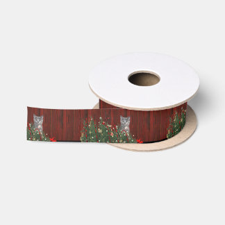 Naughty Christmas kitty cat Satin Ribbon