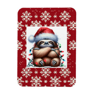 Naughty Christmas Lights Sloth Magnet