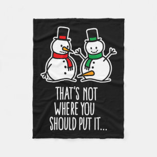 Naughty Christmas Saying Dirty Snowman Cartoon Ugl Fleece Blanket
