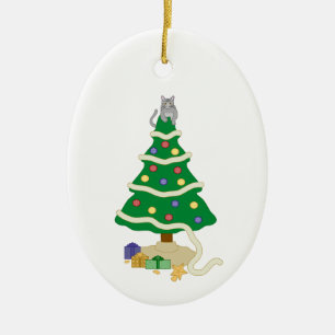 Naughty Christmas Tree Kitty Cat Ceramic Tree Decoration