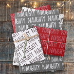 Naughty Christmas Typography Wrapping Paper Sheets<br><div class="desc">Naughty wrapping paper sheets in grey,  white and red suitable for all naughty boys and girls</div>