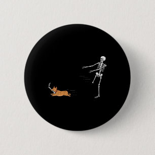 Naughty Corgi Dog Fun Skeleton Halloween  6 Cm Round Badge