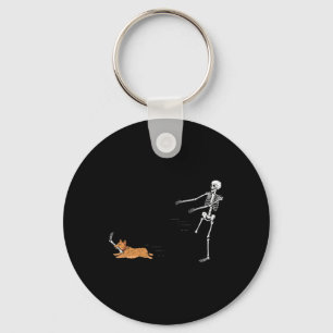 Naughty Corgi Dog Fun Skeleton Halloween Key Ring