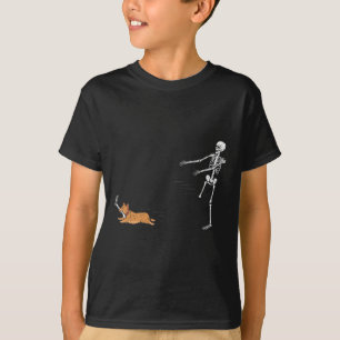 Naughty Corgi Dog Fun Skeleton Halloween  T-Shirt