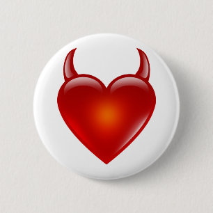 Naughty Devil Heart with Horns 6 Cm Round Badge