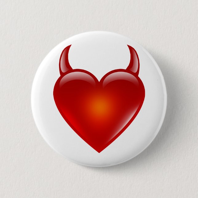 Naughty Devil Heart with Horns 6 Cm Round Badge (Front)