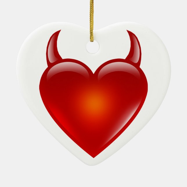 Naughty Devil Heart with Horns Ceramic Tree Decoration (Back)