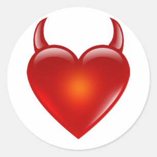 Naughty Devil Heart with Horns Classic Round Sticker
