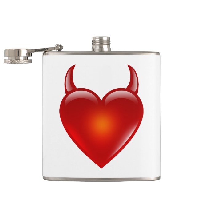 Naughty Devil Heart with Horns Hip Flask (Opened)