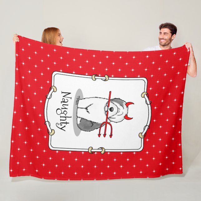 Naughty Devil Old English Sheepdog (Grey 1) Fleece Blanket (In Situ)