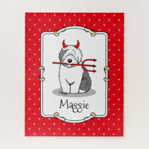 Naughty Devil Old English Sheepdog (Grey 1) Jigsaw Puzzle