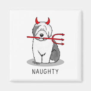 Naughty Devil Old English Sheepdog (Grey 1) Magnet