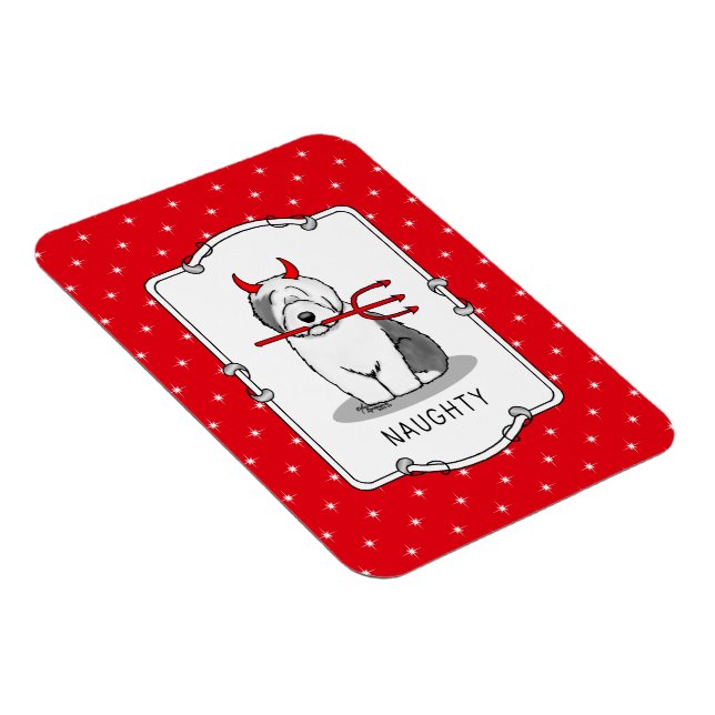 Naughty Devil Old English Sheepdog (Grey 1) Magnet (Right Side)