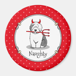 Naughty Devil Old English Sheepdog (Grey 1) Magnet