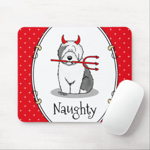 Naughty Devil Old English Sheepdog (Grey 1) Mouse Mat