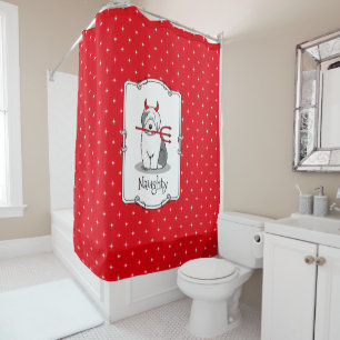 Naughty Devil Old English Sheepdog (Grey 1) Shower Curtain