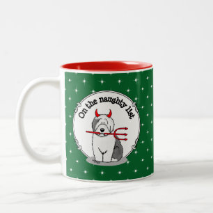 Naughty Devil Old English Sheepdog (Grey 1) Two-Tone Coffee Mug