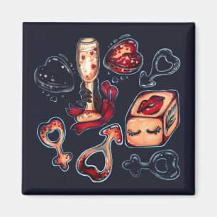 Naughty Dice & Champagne Adult Humor Dark Romance  Magnet