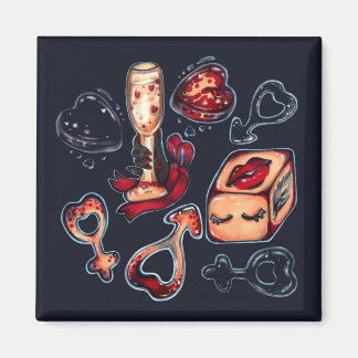 Naughty Dice & Champagne Adult Humor Dark Romance  Magnet