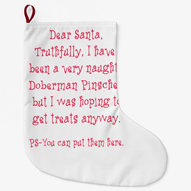 Naughty Doberman Pinscher Large Christmas Stocking (Front)