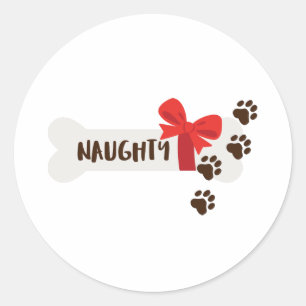Naughty Dog Bone Classic Round Sticker