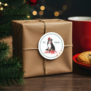 Naughty Dog Watercolor Burnese Mountain Chew Gift Classic Round Sticker