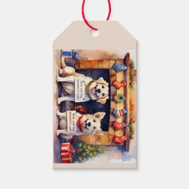Naughty Dogs Christmas Gift Tag (Front)