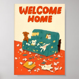  Naughty Dogs Illustration Poster