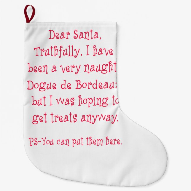Naughty Dogue de Bordeaux Large Christmas Stocking (Front)