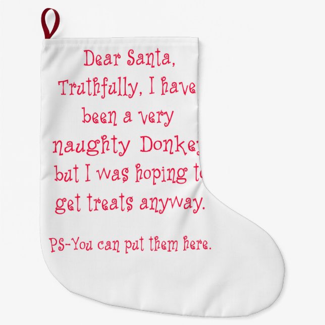 Naughty Donkey Large Christmas Stocking (Front)