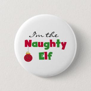 Naughty Elf 6 Cm Round Badge