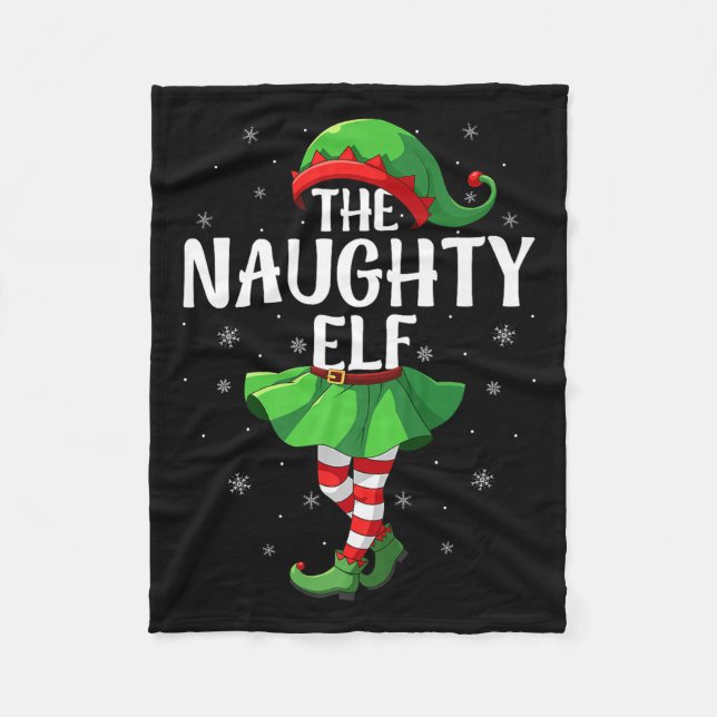 Naughty Elf Christmas Girls Women Elf Squad Xmas F Fleece Blanket (Front)