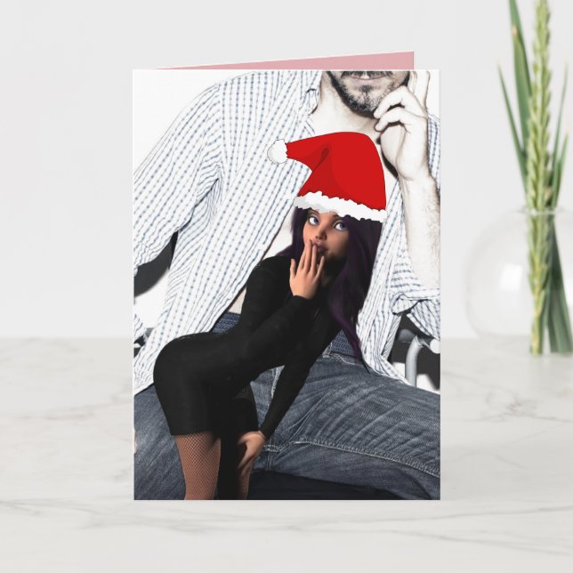 NAUGHTY ELF GIRL FUNNY CHRISTMAS CARD (Front)