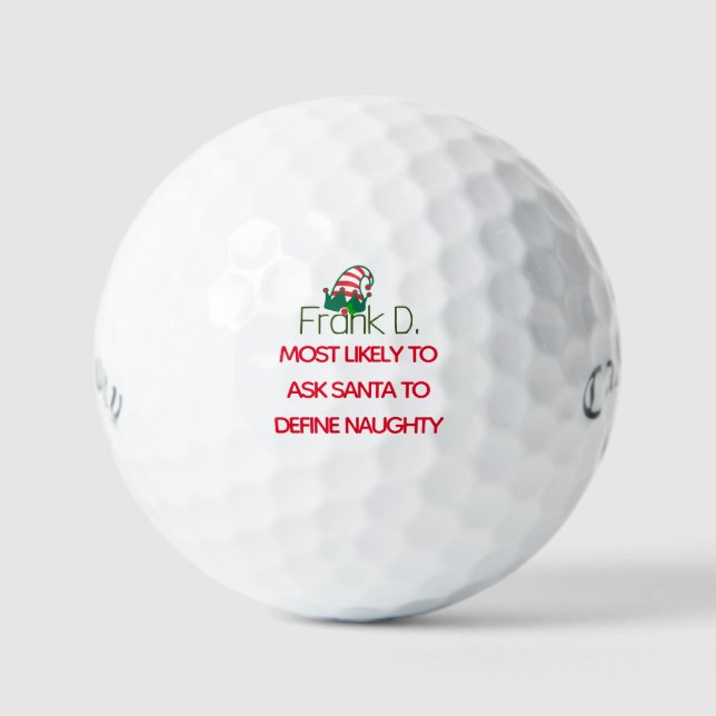 Naughty Elf Golf Balls, Christmas Gift Callaway Balls (Front)