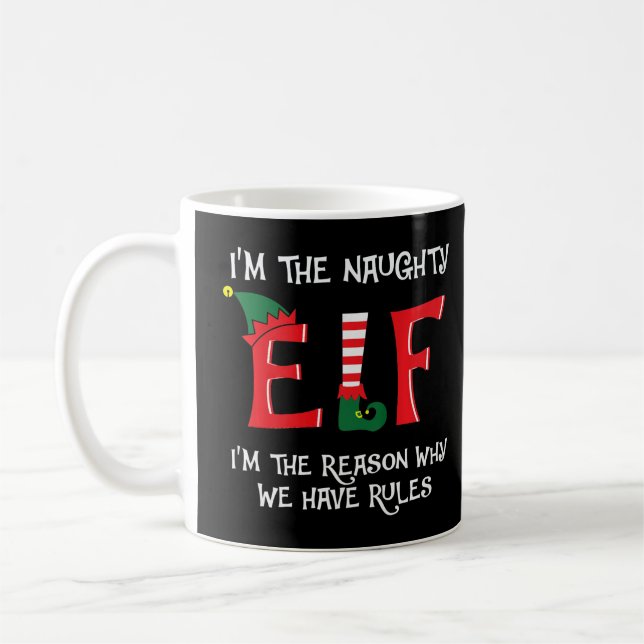 Naughty Elf Matching Family Group Christmas Party  Coffee Mug (Left)