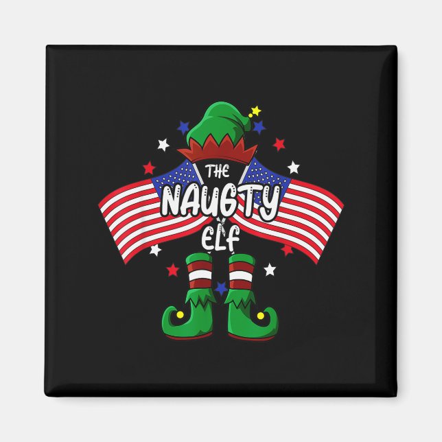 Naughty Elf Patriotic Christmas  Magnet (Front)