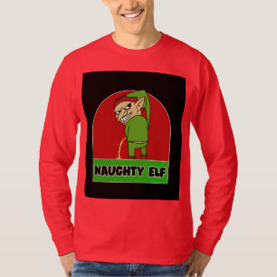 NAUGHTY ELF RUDE MENS CHRISTMAS T-SHIRTS
