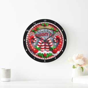 Naughty Elf Shenanigans" - Playful Christmas Wall  Large Clock