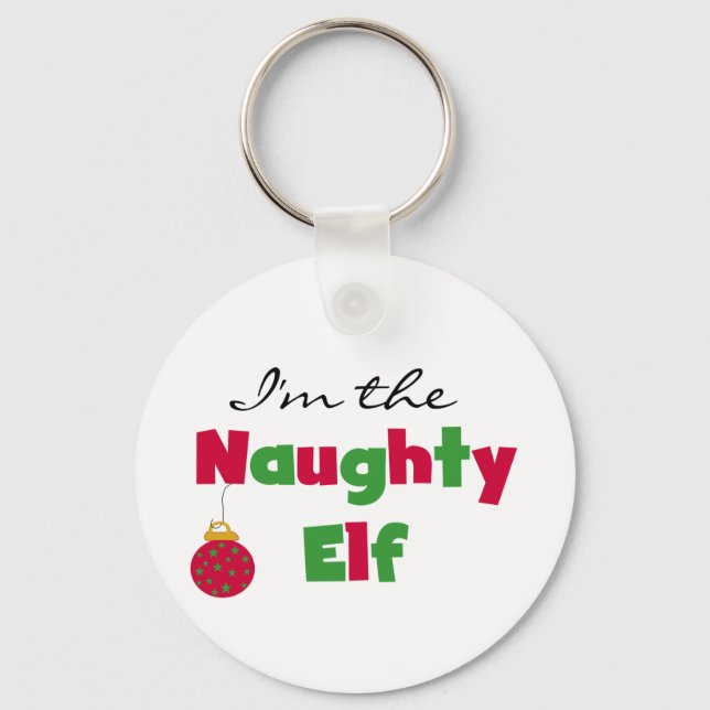 Naughty Elf T-shirts and Gifts Key Ring (Front)