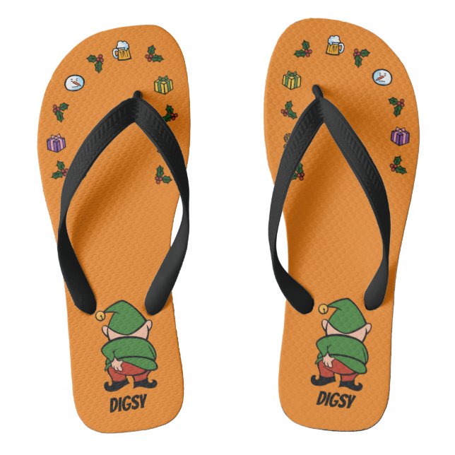 Naughty Elves Itch Christmas Flip Flops (Footbed)