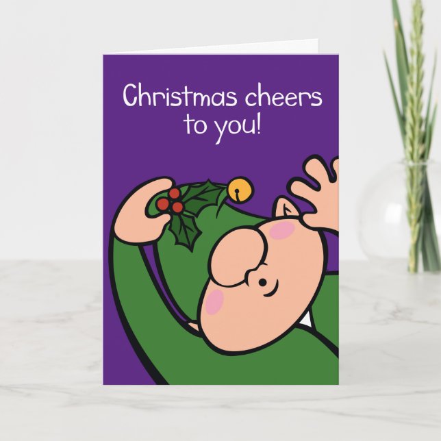 Naughty Elves Mistletoe Christmas Card (Front)