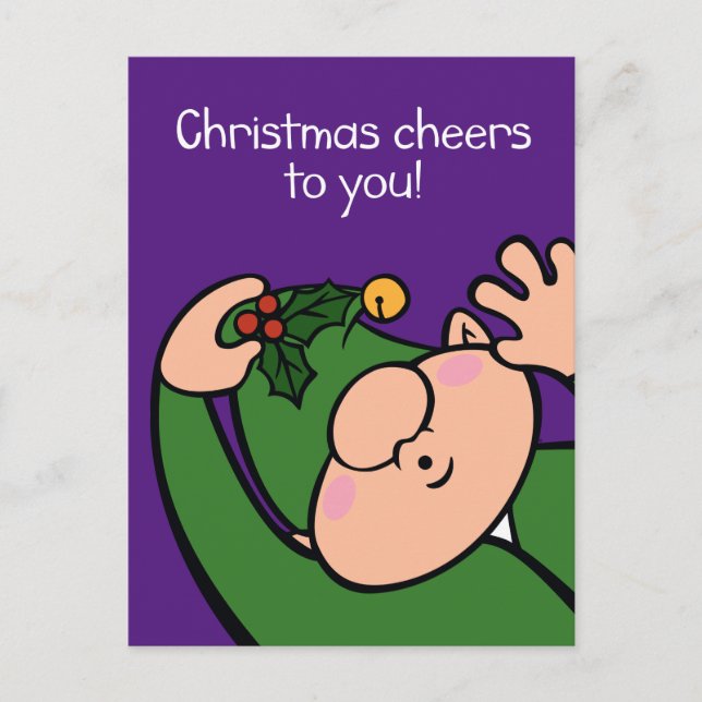 Naughty Elves Mistletoe Christmas Postcard (Front)