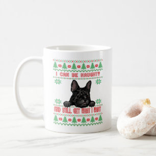 Naughty French Bulldog Ugly Christmas Sweater Coffee Mug