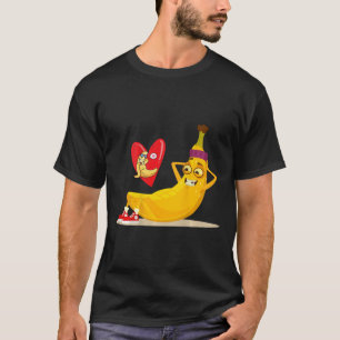 Naughty Fruit Funny Banana Doing Sit-up Crunch Art T-Shirt