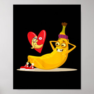 Naughty Fruit Funny Banana Doing Sit-up Crunch For Poster